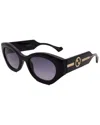 Gucci Grey Gradient Oval Ladies Sunglasses Gg1553s 001 52 In Black