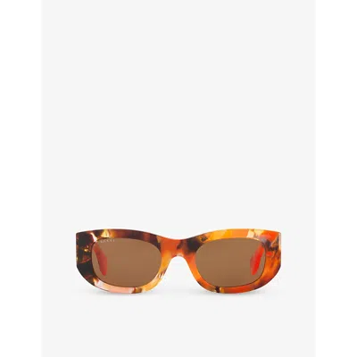 Gucci Womens Gg1627s Round-frame Acetate Sunglasses Multi-coloured In 001 Orange Orange Brown