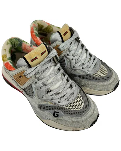 Pre-owned Gucci Women's Glitter Ultrapace Sneaker (authentic Pre-loved) In Green