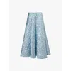 Gucci Womens Glossy Sky Butterfly-pattern Mid-waist Brocade Midi Skirt In Glossy Sky