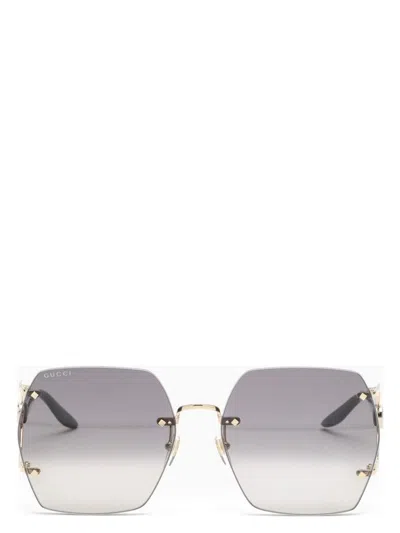 Gucci Women's Gold And Black Hexagonal Sunglasses