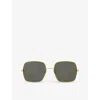 Gucci Rectangle Frame Sunglasses Sunglasses In Gold