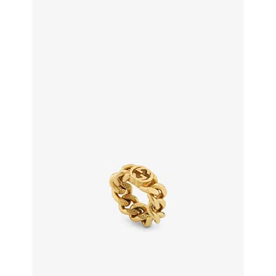 Gucci Womens Gold Interlocking G Brass Ring