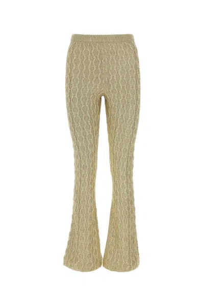 Gucci Women Gold Viscose Blend Pant In Green