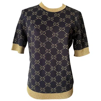 Pre-owned Gucci Women's Golden Monogram Sweater, Size M, Excellent Condition In Black