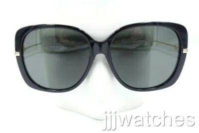 Pre-owned Gucci Women Gray Lens Square Polished Black Gold Sunglasses Gg511sa 001 $465