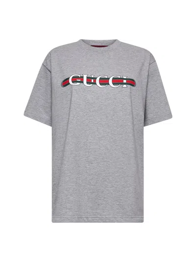 Gucci Women Grey Printed Cotton Jersey T-shirt In Gray