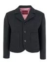 Gucci Women Grey Single-breasted Jacket With Notched Revers In Wool Woman In Gray