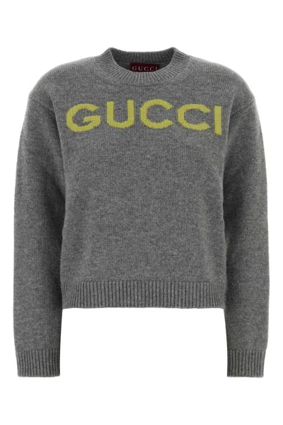 Gucci Women Grey Wool Sweater In Gray