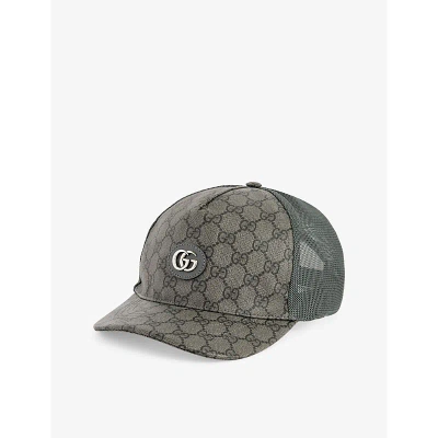 Gucci Women's Grey/black+graphite Monogram-pattern Cotton-blend Baseball Cap