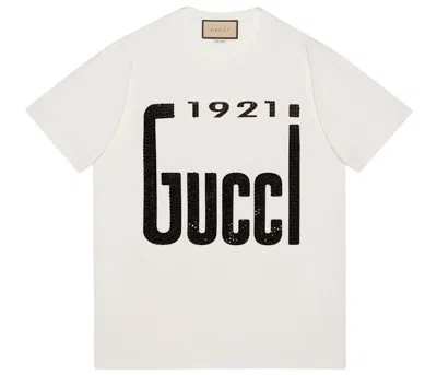 Pre-owned Gucci Women's  1921 Crytsal T-shirt In White