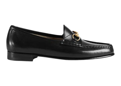 Pre-owned Gucci Women's  1953 Horsebit Loafers Leather Sneakers In Black/gold In Multi