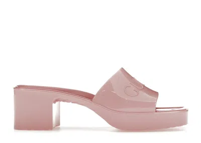 Pre-owned Gucci Women's  60mm Slide Sandal Rubber Sneakers In Pink