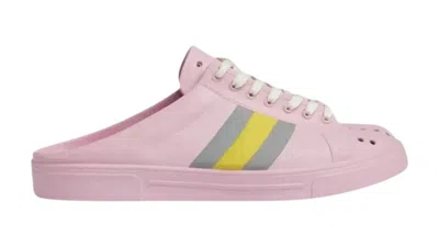 Pre-owned Gucci Women's  Ace Web Rubber Mules Sneakers In Pink/yellow In Multi