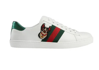 Pre-owned Gucci Women's  Ace Year Of The Dog Sneakers In White/red/green