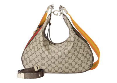 Pre-owned Gucci Women's  Attache Shoulder Bag Large Gg Supreme/in Beige/ebony