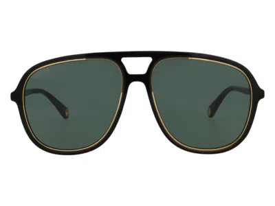 Pre-owned Gucci Women's  Aviator Sunglasses002) In Black/green (gg1077s/30012797 In Multi
