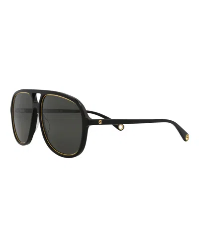 Pre-owned Gucci Women's  Aviator Sunglasses/30012797001) In Black/grey (gg1077s