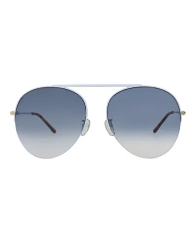 Pre-owned Gucci Women's  Aviatorframe Metal Sunglasses/30014423003) In Light Blue/blue (gg1413s