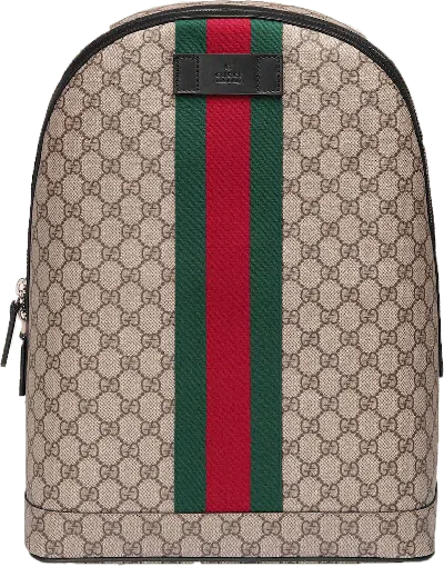 Pre-owned Gucci Women's  Backpack Zip Top Gg Supreme Web Detail