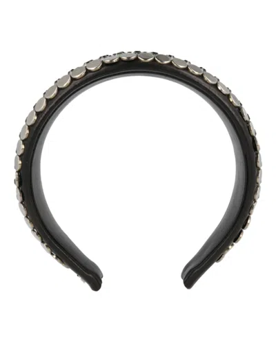 Pre-owned Gucci Women's  Beaded Leather Headband In Beige In Sand