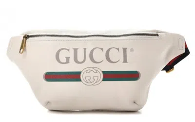 Pre-owned Gucci Women's  Belt Bag  Print Grained In White