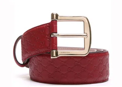 Pre-owned Gucci Women's  Belt Microssima 1.5w In Red