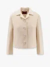 Gucci White Jacket With Notched Revers In Gg Canvas Woman In Multicolor