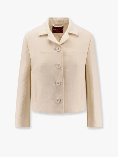 GUCCI GUCCI WOMEN WOOL AND SILK BLAZER WITH ALL-OVER GG MOTIF