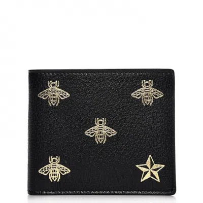 Pre-owned Gucci Women's  Bifold Wallet Bee Star In Black