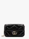 Gucci Women Gg Marmont Patent Leather Shoulder Bag With Frontal Gg Logo In Black