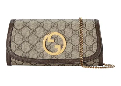 Pre-owned Gucci Women's  Blondie Continental Chain Wallet In Beige/ebony