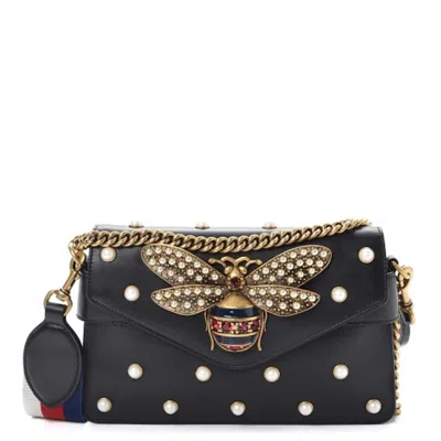 Pre-owned Gucci Women's  Broadway Pearly Bee Mini In Black