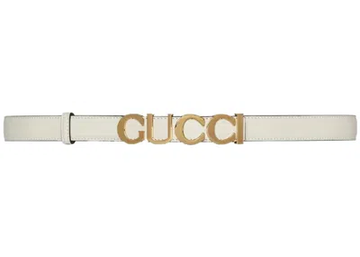 Pre-owned Gucci Women's  Buckle Thin Belt In White