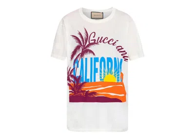 Pre-owned Gucci Women's  California Oversized T-shirt In White