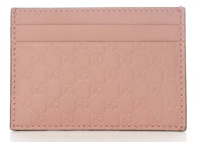 Pre-owned Gucci Women's  Card Case Microssima (5 Card Slot) In Soft Pink