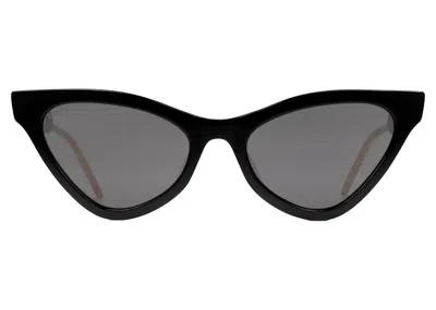 Pre-owned Gucci Women's  Cat Eye Acetate Sunglasses In Black (596092 J0740 1011)