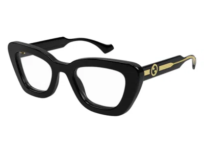 Pre-owned Gucci Women's  Cat Eye Eyeglasses In Black (gg1555o 001)