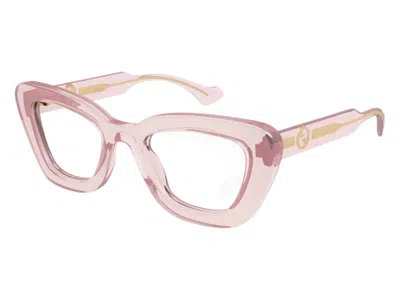 Pre-owned Gucci Women's  Cat Eye Eyeglasses In Transparent Nude Orange (gg1555o 003)
