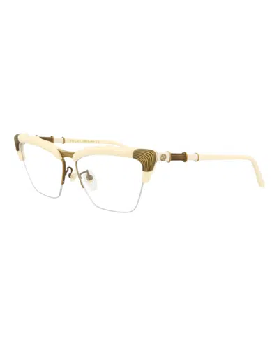 Pre-owned Gucci Women's  Cat Eye Eyeglasses/30008582002) In White/transparent (gg0660o