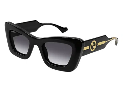 Pre-owned Gucci Women's  Cat Eye Sunglasses In Black (gg1552s 001)