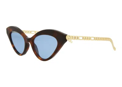 Pre-owned Gucci Women's  Cat Eye Sunglasses003) In Havana Gold/blue (gg0978s/30011176
