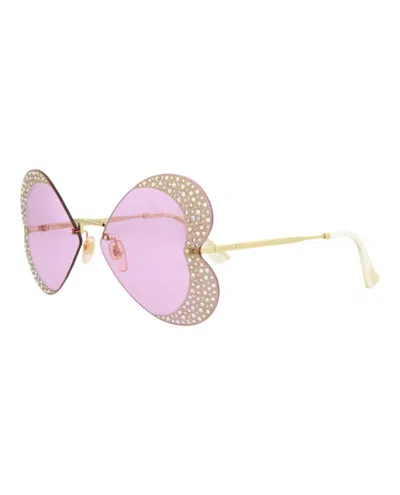 Pre-owned Gucci Women's  Cat Eye Sunglasses/30010507001) In Gold/pink (gg0897s