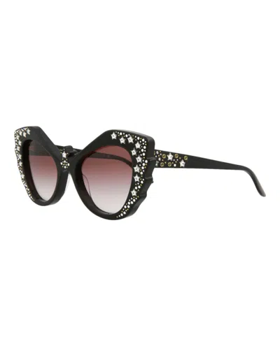 Pre-owned Gucci Women's  Cat Eye Sunglasses/30012868001) In Black/red (gg1095s