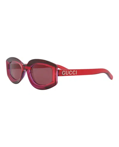 Pre-owned Gucci Women's  Cat Eyeframe Injection Sunglasses In Red Red Violet (gg1719s/30015508/004)