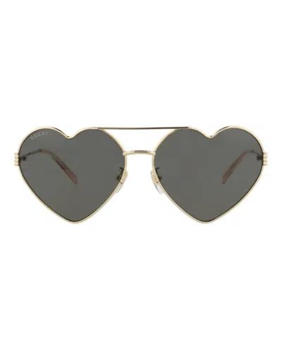 Pre-owned Gucci Women's  Cat Eyeframe Metal Sunglasses In Gold Gold Grey (gg1283s/30013874/001)