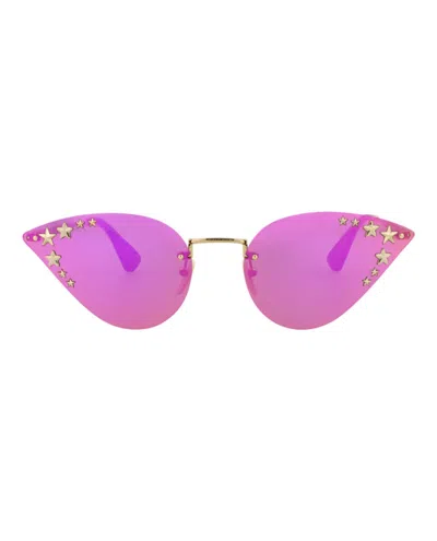 Pre-owned Gucci Women's  Cat Eyeframe Metal Sunglasses In Gold Gold Pink (gg0898s/30010504/003) In Multi