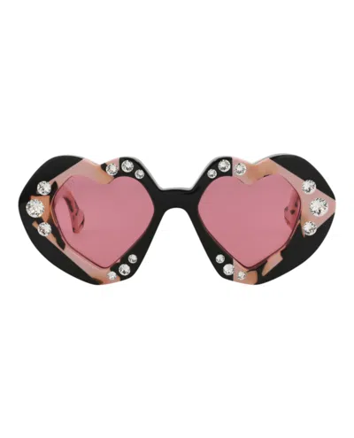 Pre-owned Gucci Women's  Cat Eyeframe Recycled Acetate Sunglasses In Black Havana Red (gg1329s/30013929/001)