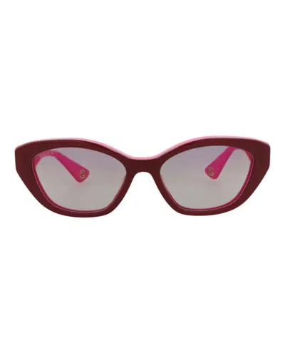 Pre-owned Gucci Women's  Cat Eyeframe Recycled Acetate Sunglasses In Burgundy Fuchsia Red (gg1638s/30014974/003