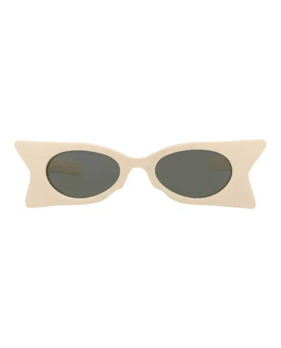 Pre-owned Gucci Women's  Cat Eyeframe Recycled Acetate Sunglasses In Ivory Ivory Grey (gg1379s/30014362/001)